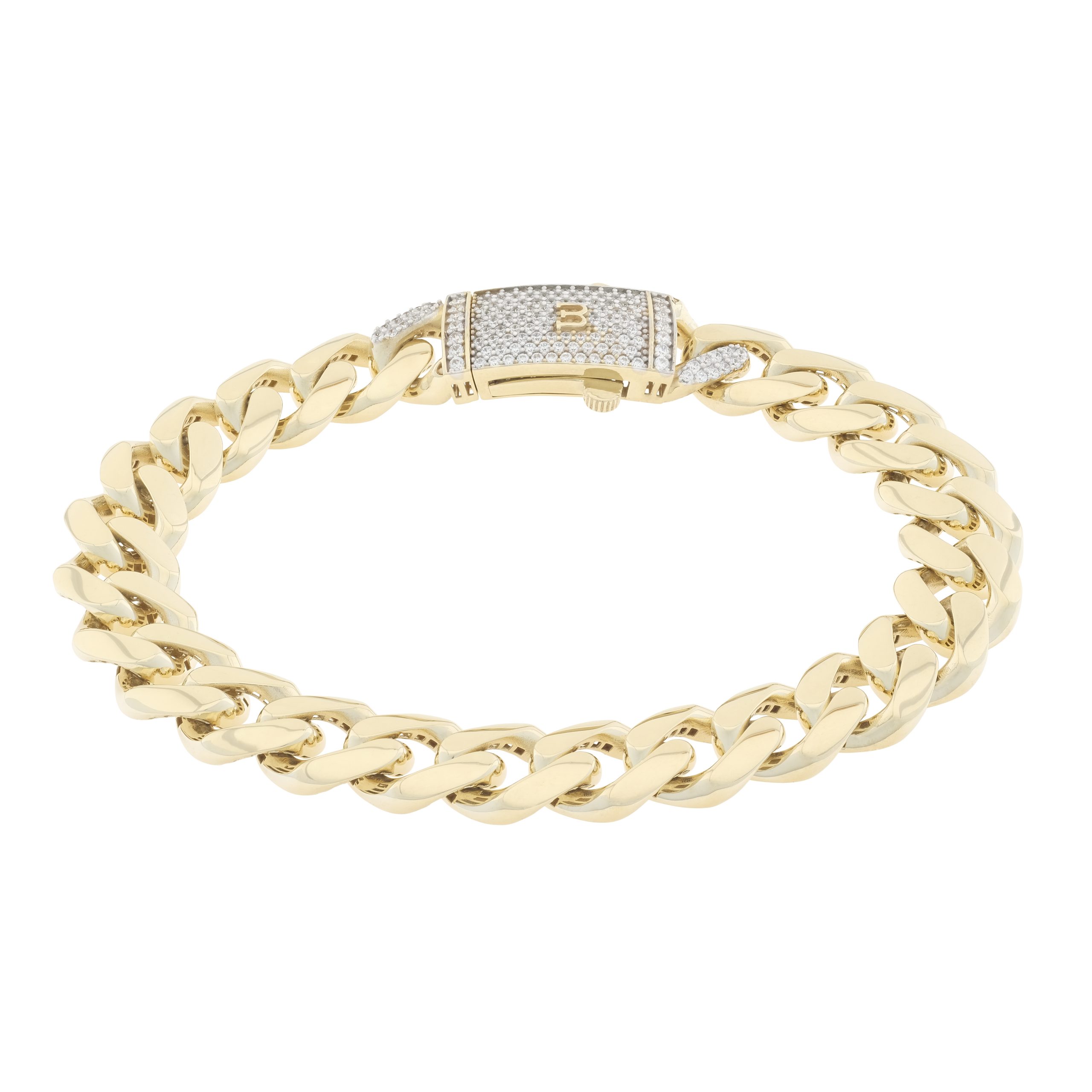 9ct Yellow Gold Solid Cuban Bracelet 9" 12.5mm
