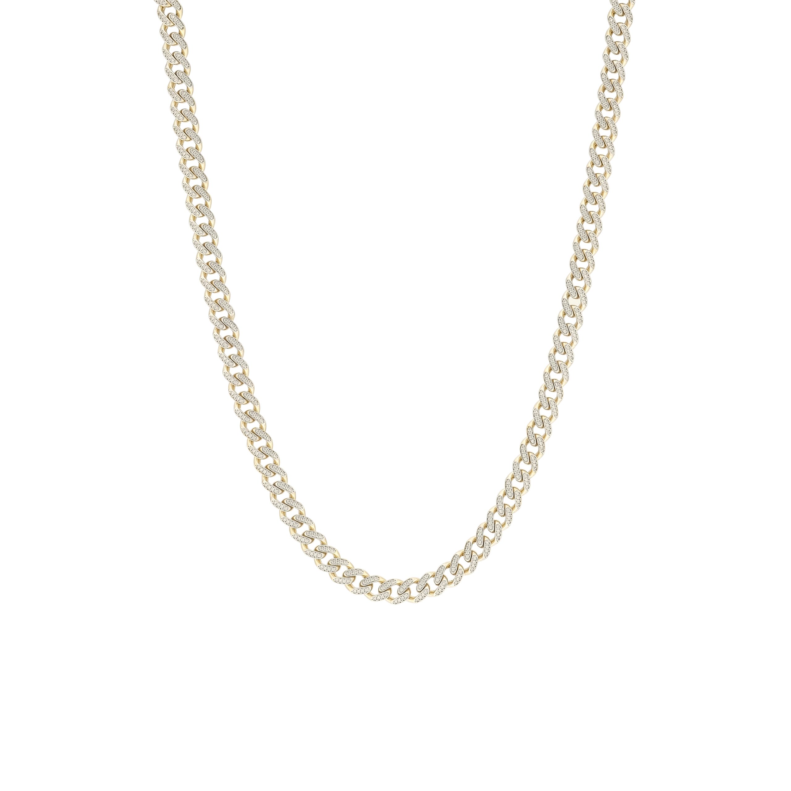 9ct Yellow Gold Cz Cuban Chain 24" 7.5mm