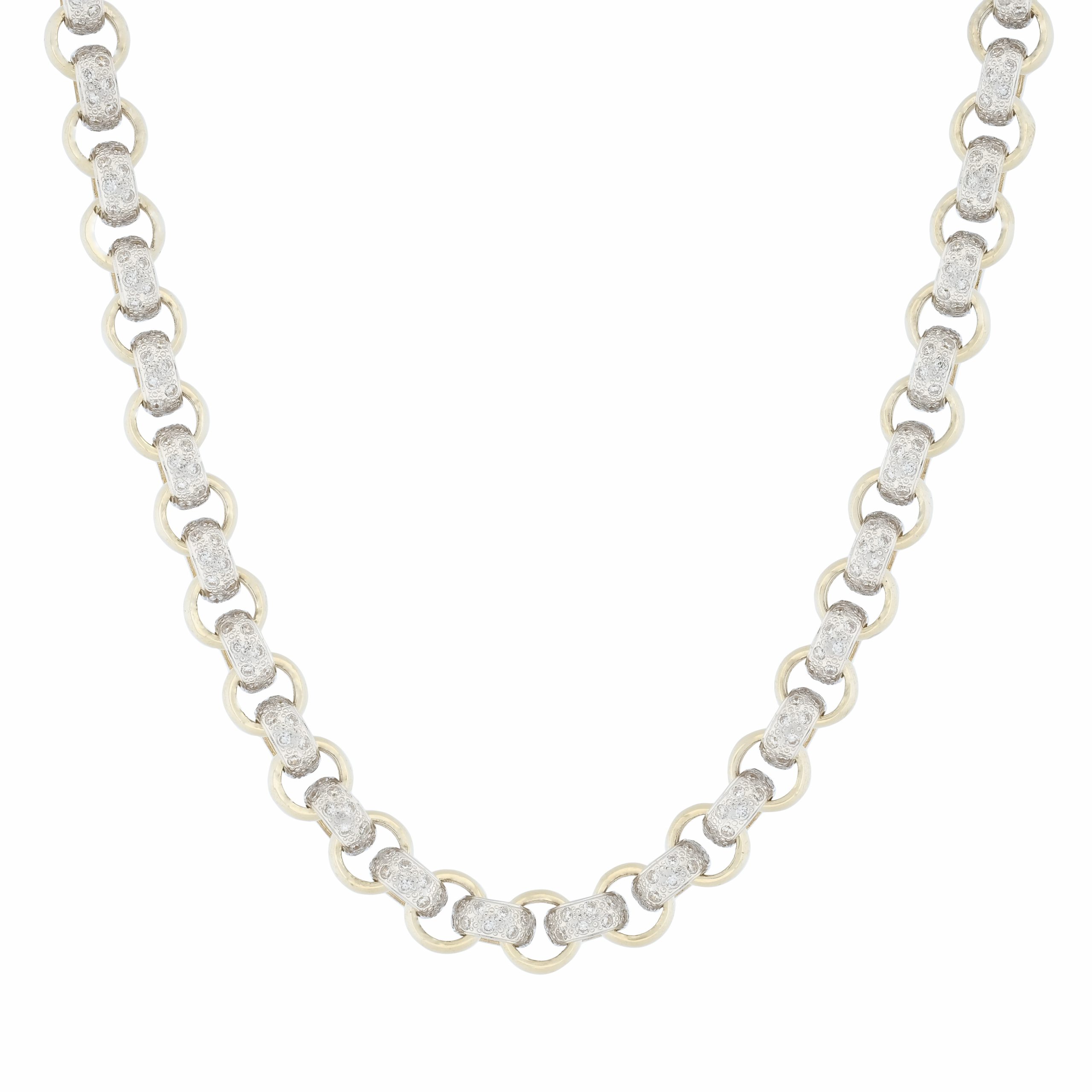 9ct Yellow Gold CZ Belcher Chain 28" 11.5mm