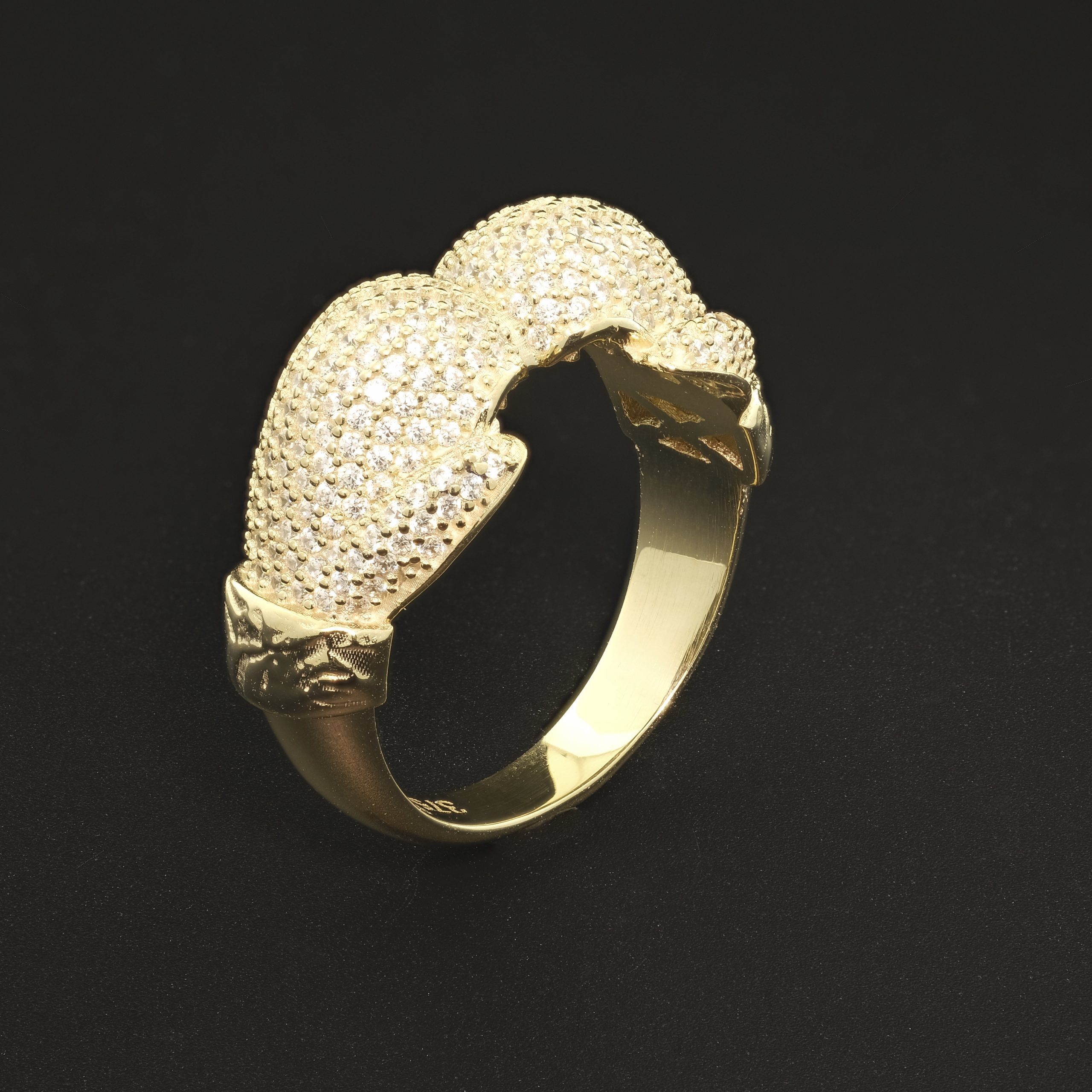 9ct Yellow Gold Gemstone Double Boxing Glove Ring - Britannia Jewellery