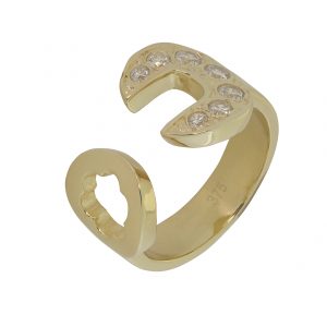9ct Yellow Gold Gemstone Spanner Ring
