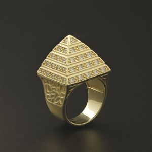 9ct Yellow Gold Gemstone Pyramid Ring