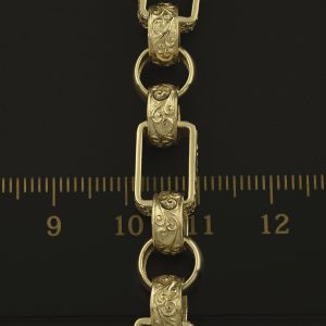 9ct Yellow Gold Gypsy Link Bracelet 9″ 8.5mm