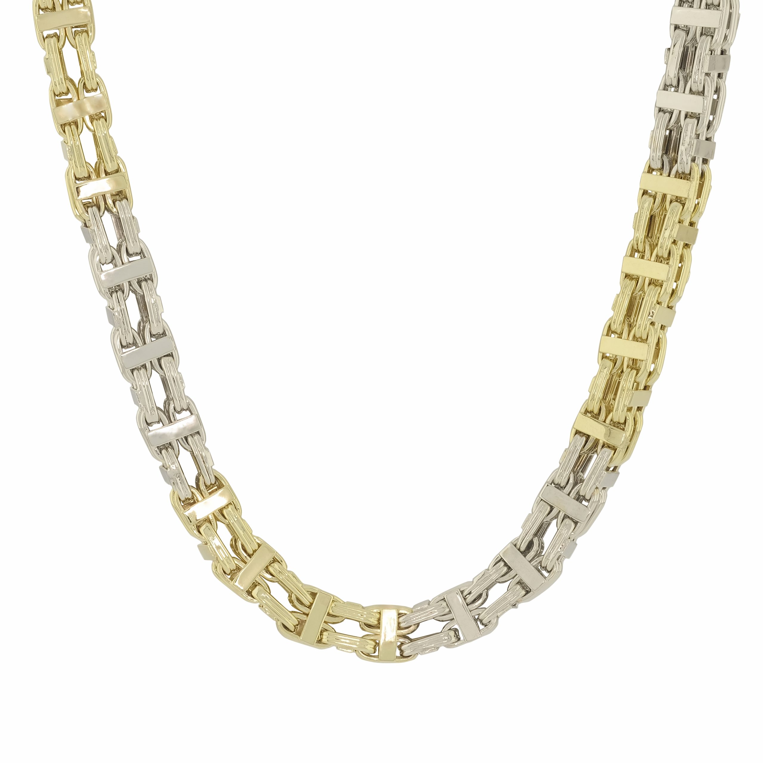 9ct Yellow & White Gold Cage Chain 26" 10mm