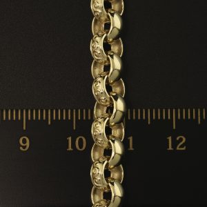 9ct Yellow Gold Patterned Belcher Bracelet 8″ 7mm