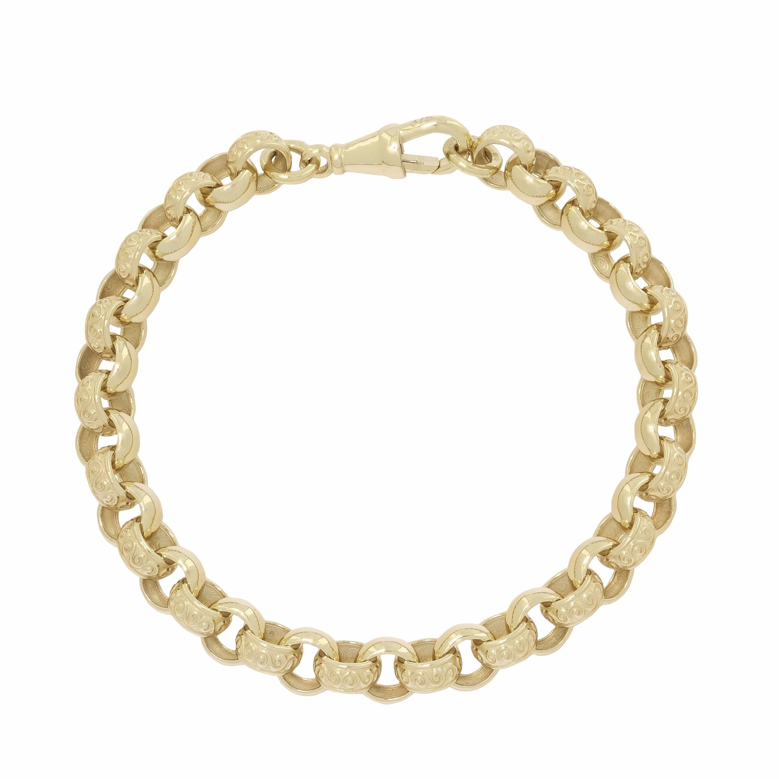 9ct Yellow Gold Belcher Bracelet 8" 7mm