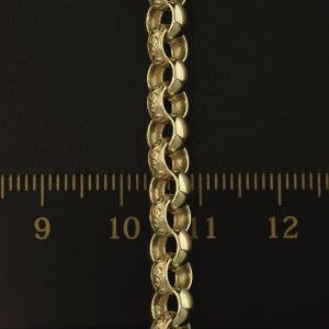 9ct Yellow Gold Patterned Belcher Bracelet 7″ 6mm