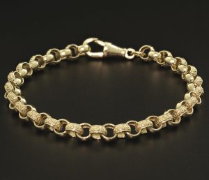 9ct Yellow Gold Patterned Belcher Bracelet 7″ 6mm