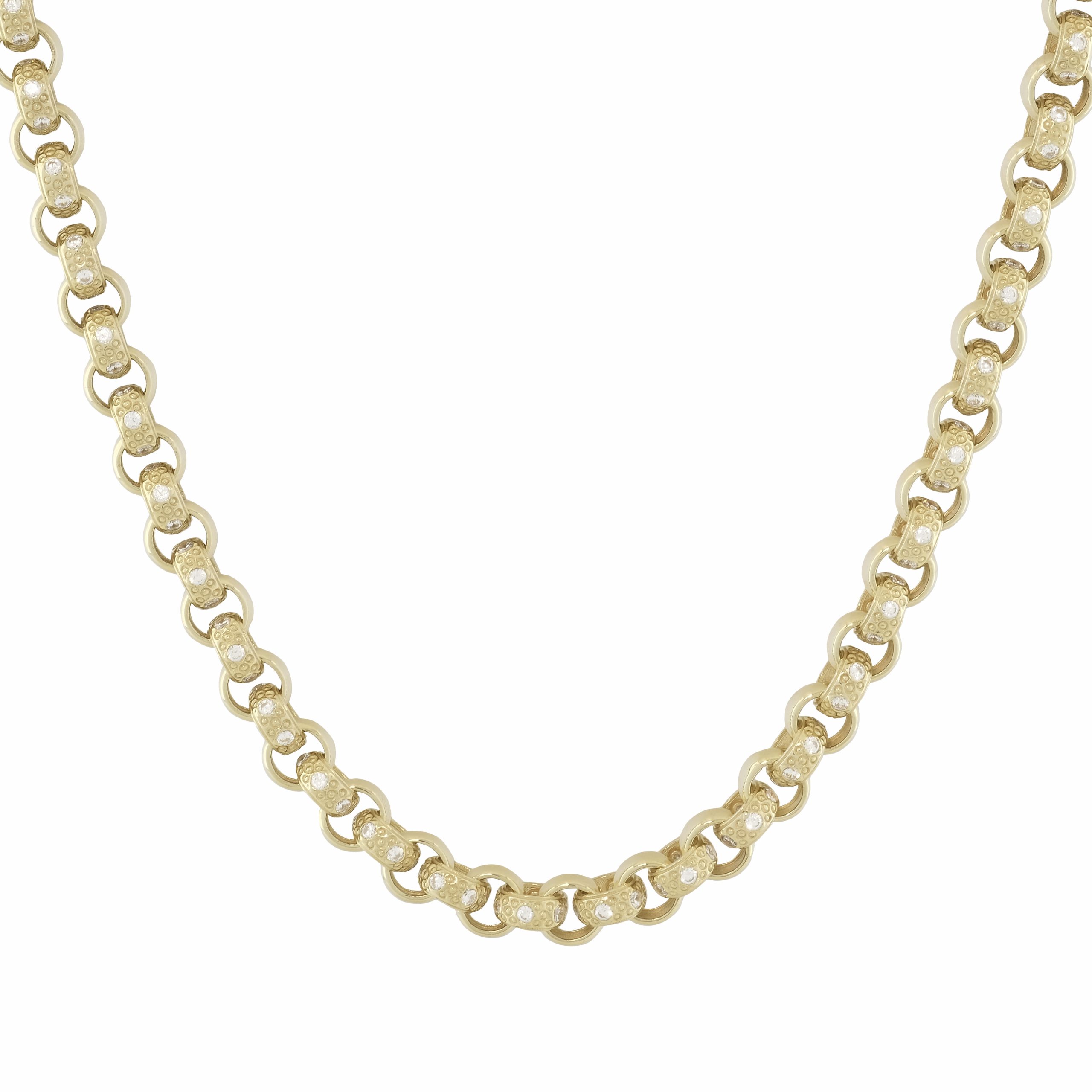9ct Yellow Gold Gemstone Belcher Chain 18" 7mm