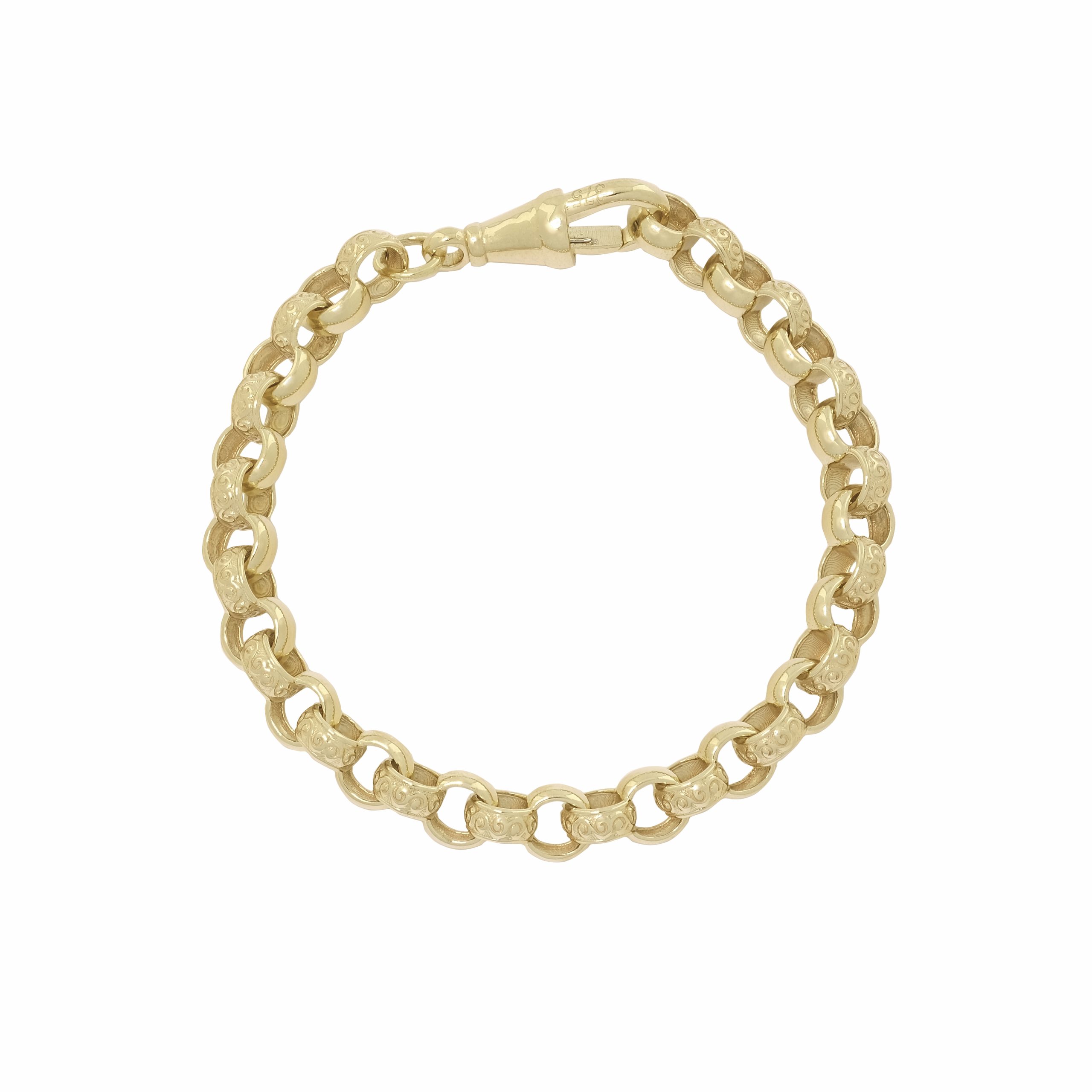 9ct Yellow Gold Belcher Bracelet 7.5"6mm