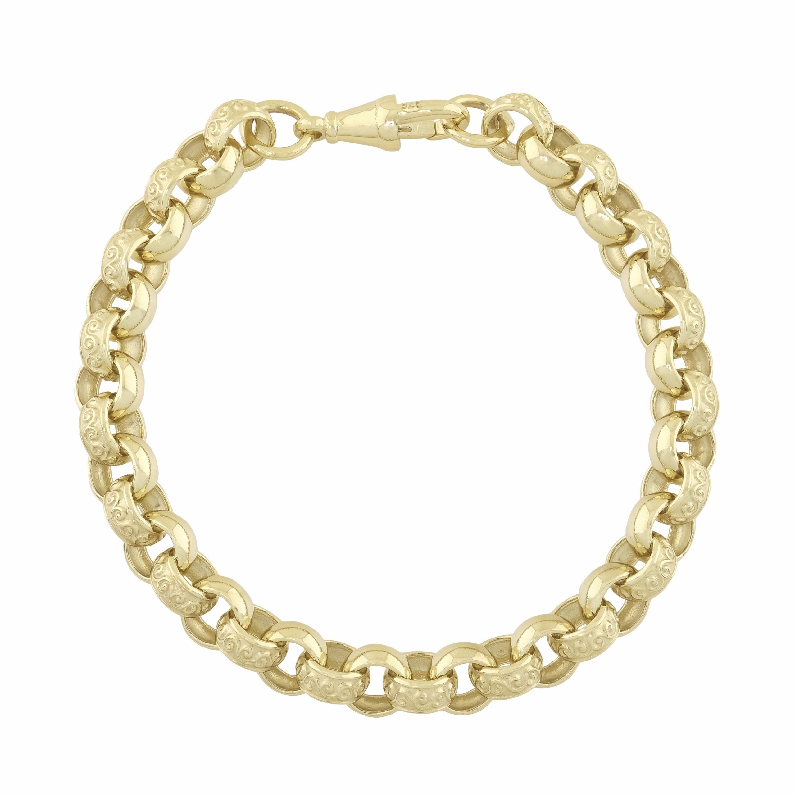 9ct Yellow Gold Belcher Bracelet 9″ 9mm - Britannia Jewellery