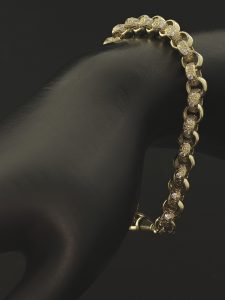 9ct Yellow Gold Gemstone Belcher Bracelet 7.5&#8243; 7mm