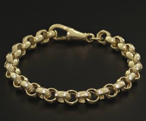 9ct Yellow Gold Gemstone Belcher Bracelet 7.5&#8243; 7mm