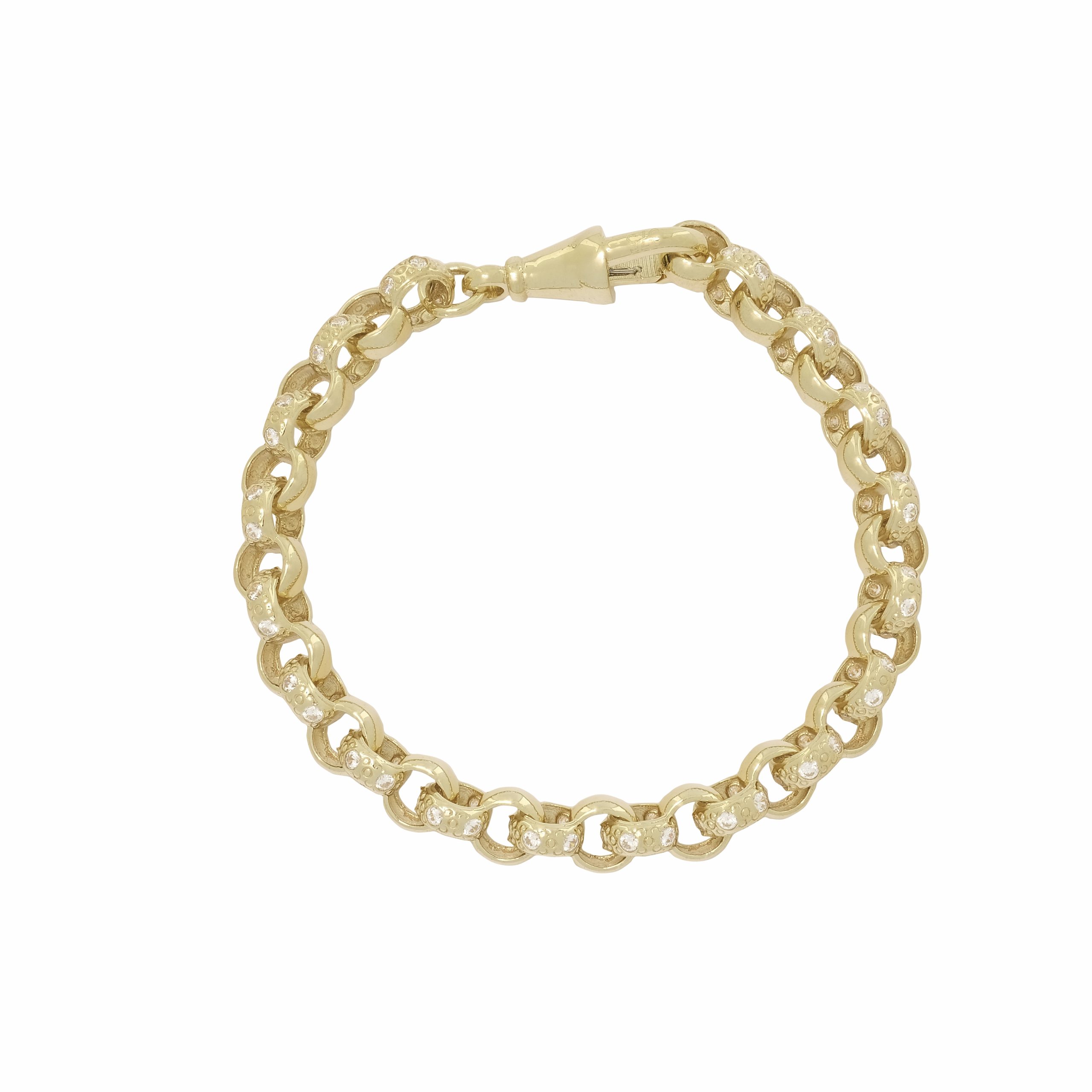 9ct Yellow Gold Children's Gemstone Belcher Bracelet 6″ 6mm