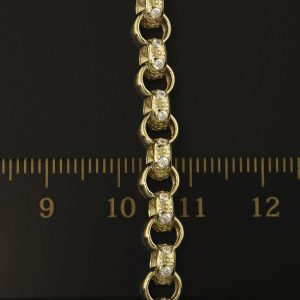 9ct Yellow Gold Gemstone Belcher Bracelet 7″ 6mm
