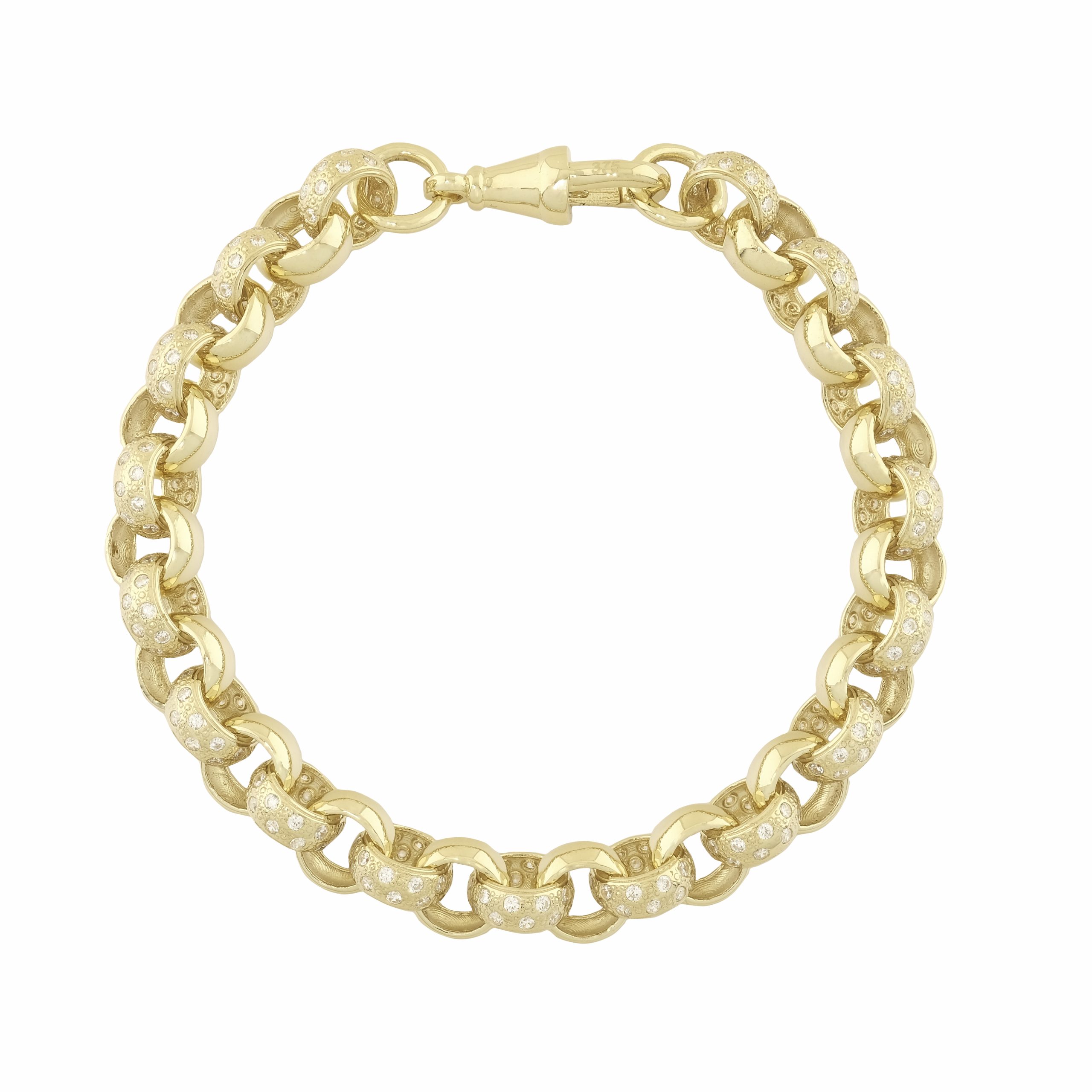 9ct Yellow Gold Gemstone Belcher Bracelet 8.5" 9mm