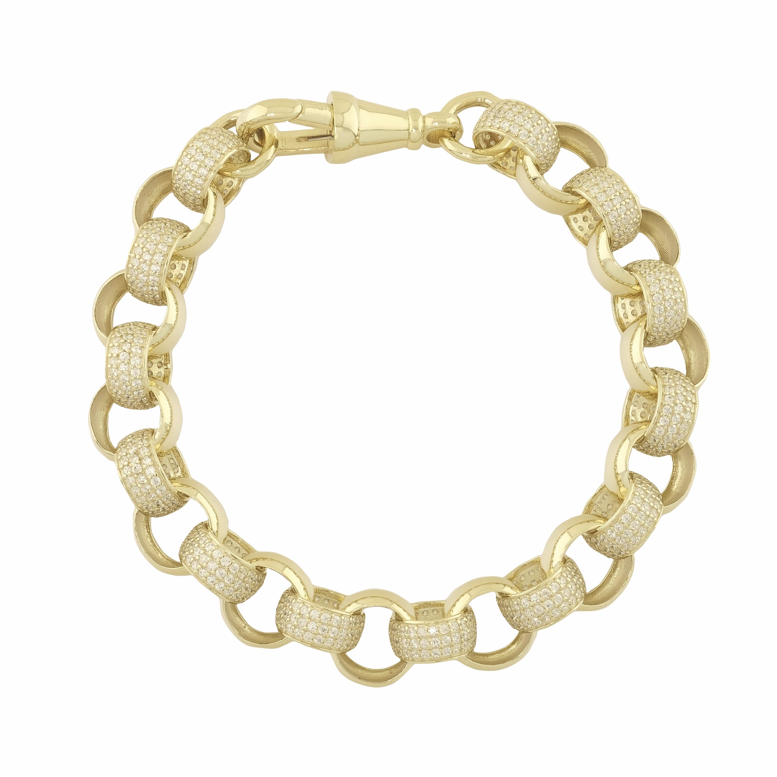 9ct Yellow Gold Gemstone Belcher Bracelet 8″ 11mm
