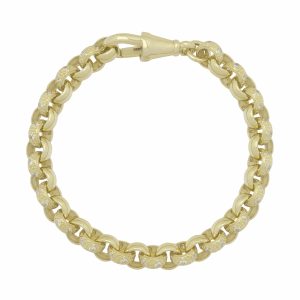 9ct Yellow Gold Gemstone Belcher Bracelet 7&#8243; 7mm