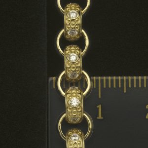 9ct Yellow Gold Gemstone Belcher Bracelet 8″ 7mm