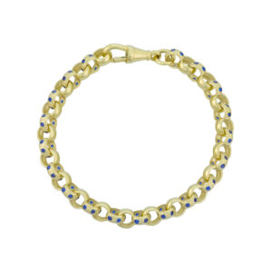 9ct Yellow Gold Children&#8217;s Blue Gemstone Belcher Bracelet 5&#8243; 6mm