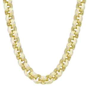 9ct Yellow Gold Gemstone Belcher Chain 22″ 7mm