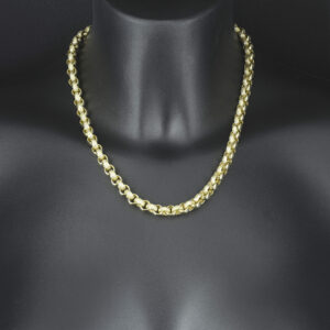 9ct Yellow Gold Gemstone Belcher Chain 22&#8243; 7mm