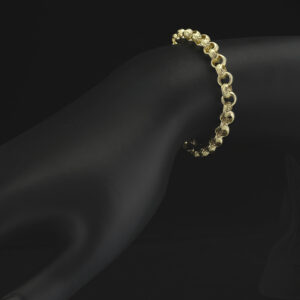 9ct Yellow Gold Patterned Belcher Bracelet 8″ 6mm