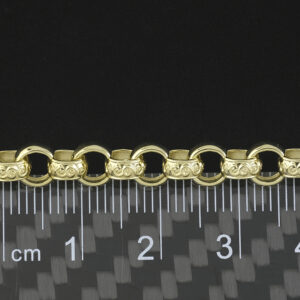 9ct Yellow Gold Patterned Belcher Bracelet 8″ 6mm