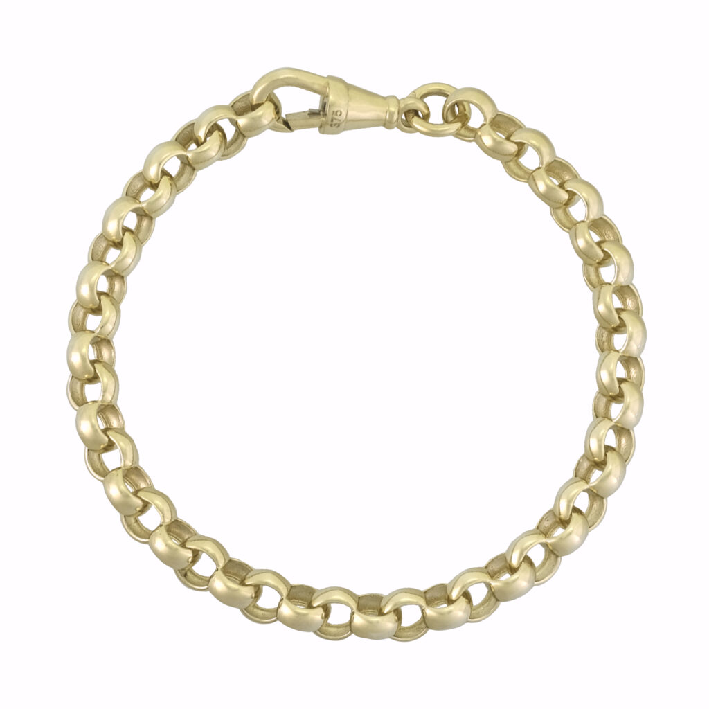 9ct Gold CZ Kids Thick Guage Belcher Bracelet