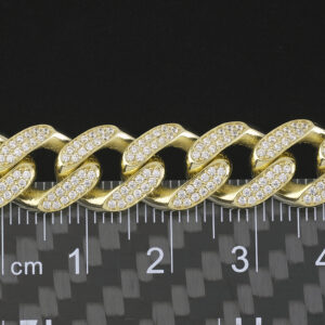 9ct Yellow Gold Gemstone Cuban Bracelet 7.5&#8243; 10.5mm