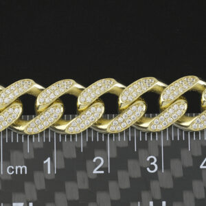 9ct Yellow Gold Gemstone Cuban Bracelet 8″ 10.5mm