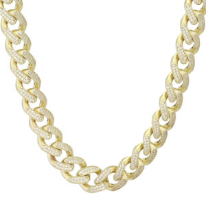 9ct Yellow Gold Gemstone Cuban Chain 26&#8243; 10.5mm