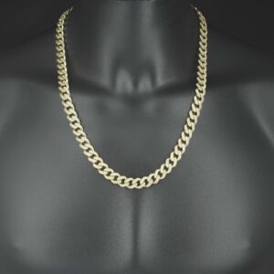 9ct Yellow Gold Gemstone Cuban Chain 26″ 10.5mm