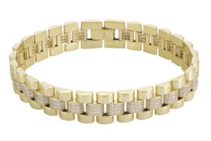 9ct Yellow Gold Watch Strap Bracelet 7.5″ 12mm