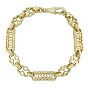 9ct Yellow Gold Stars &#038; Bars Bracelet 8.5″ 8mm