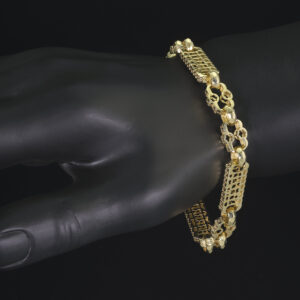 9ct Yellow Gold Stars &#038; Bars Bracelet 7.5″ 8mm