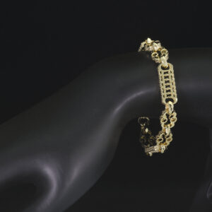 9ct Yellow Gold Stars &#038; Bars Bracelet 7.5″ 8mm