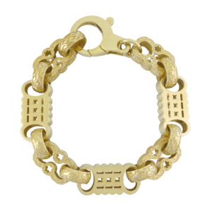 9ct Yellow Gold Stars &#038; Bars Bracelet 9.5″ 14mm