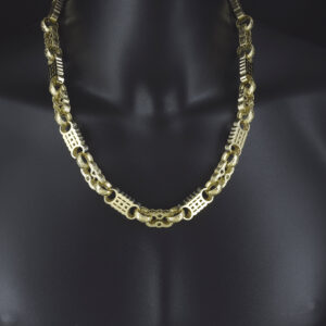 9ct Yellow Gold Stars & Bars Chain 25″ 14mm