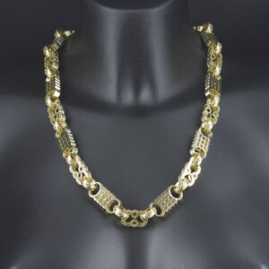 9ct Yellow Gold Stars & Bars Chain 25″ 14mm