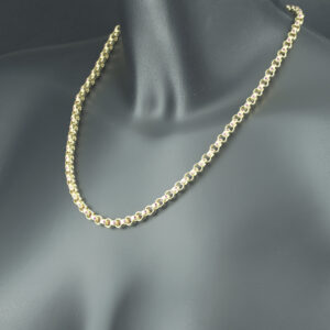 9ct Yellow Gold Pink Gemstone Belcher Chain 16&#8243; 6mm