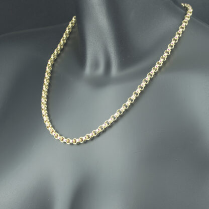 9ct Yellow Gold Pink Gemstone Belcher Chain 18" 6mm - Image 3