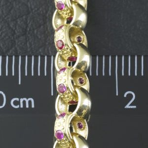 9ct Yellow Gold Pink Gemstone Belcher Chain 16&#8243; 6mm