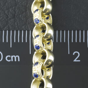 9ct Yellow Gold Blue Gemstone Belcher Chain 18&#8243; 6mm