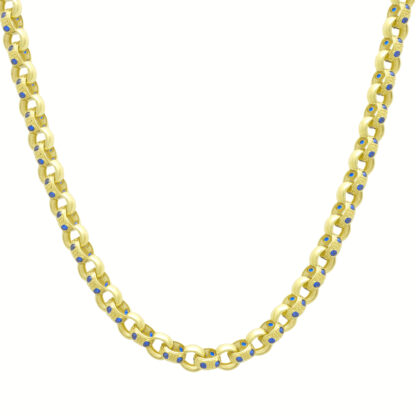 9ct Yellow Gold Blue Gemstone Belcher Chain 20" 6mm