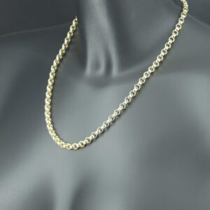 9ct Yellow Gold Blue Gemstone Belcher Chain 20&#8243; 6mm