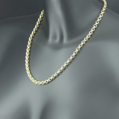 9ct Yellow Gold Blue Gemstone Belcher Chain 20" 6mm - Image 3