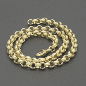 9ct Yellow Gold Patterned Belcher Chain 18″ 6mm