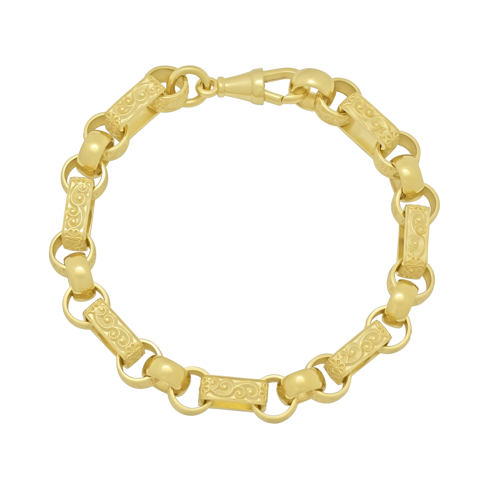 9ct Yellow Gold Gypsy Link Bracelet 8.5" 8.5mm