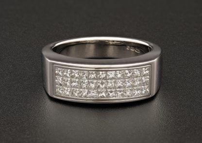 18ct White Gold 0.80ct Three Row half eternity Diamond Ring